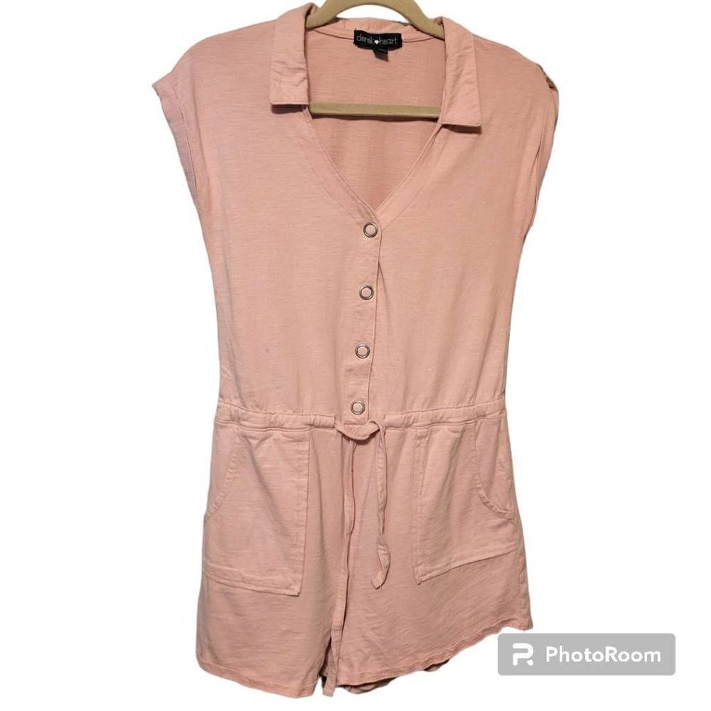 Derek Heart V-Neck Pink Romper Juniors Size Medium